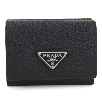 中古 プラダ 三つ折り財布 レディース ブランド PRADA サフィアーノトライアングル財布 ブラック 財布 USDPR101839011