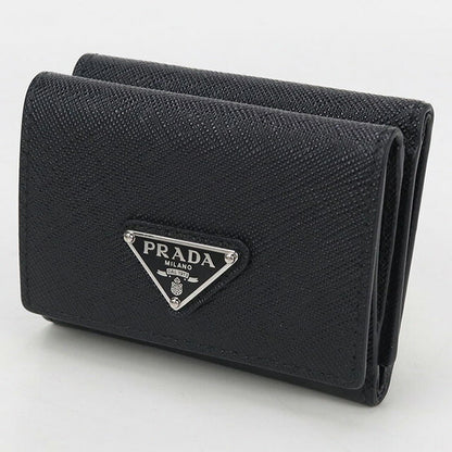 中古 プラダ 三つ折り財布 レディース ブランド PRADA サフィアーノトライアングル財布 ブラック 財布 USDPR101839011