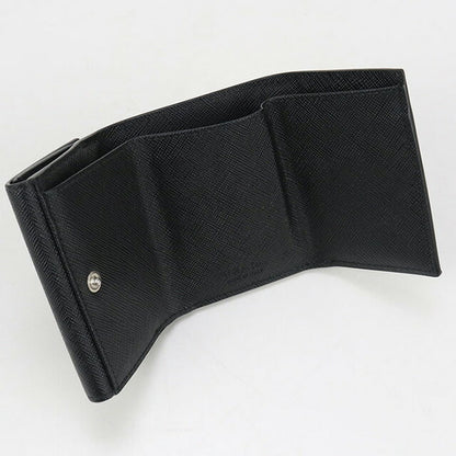 中古 プラダ 三つ折り財布 レディース ブランド PRADA サフィアーノトライアングル財布 ブラック 財布 USDPR101839011