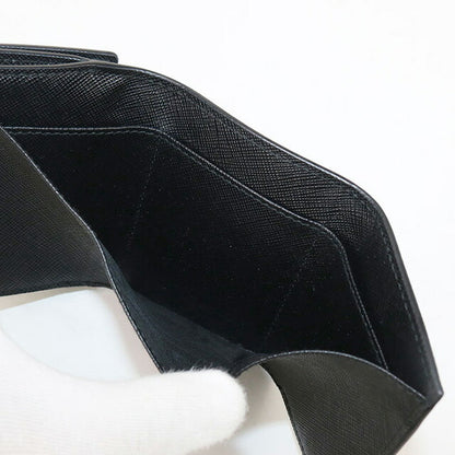 中古 プラダ 三つ折り財布 レディース ブランド PRADA サフィアーノトライアングル財布 ブラック 財布 USDPR101839011