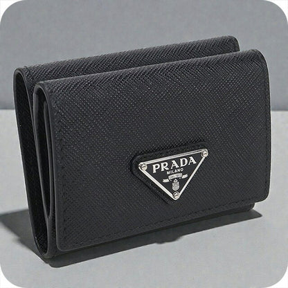 中古 プラダ 三つ折り財布 レディース ブランド PRADA サフィアーノトライアングル財布 ブラック 財布 USDPR101839011