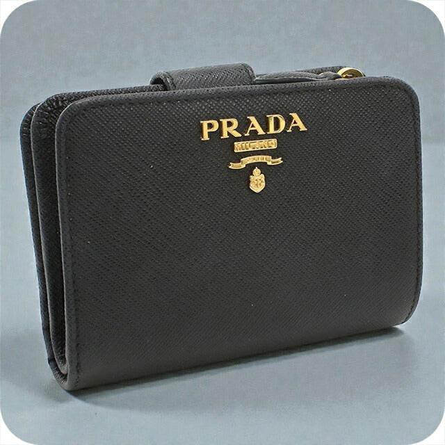 Used Prada Bifold Wallet with Coin Purse Women&