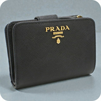 Used Prada Bifold Wallet with Coin Purse Women&