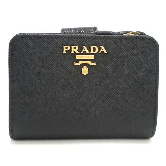 Used Prada Bifold Wallet with Coin Purse Women&