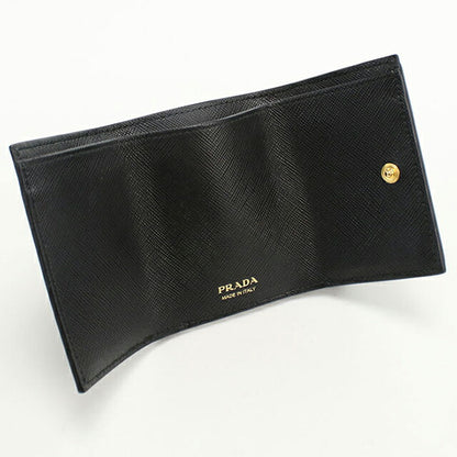 中古 プラダ 三折財布小銭入付き レディース ブランド PRADA サフィアーノトライアングル財布 1BH021 QHH F0002 ブラック 財布 USDPR102420011