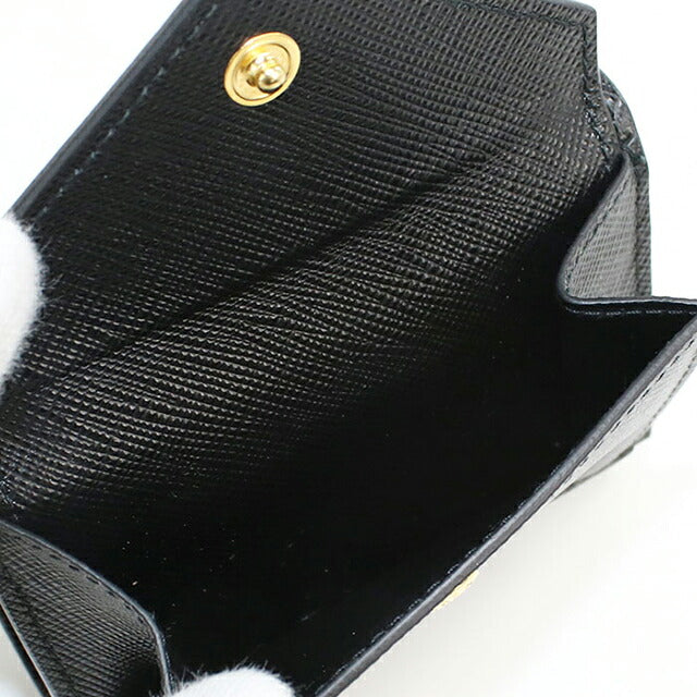 中古 プラダ 三折財布小銭入付き レディース ブランド PRADA サフィアーノトライアングル財布 1BH021 QHH F0002 ブラック 財布 USDPR102420011