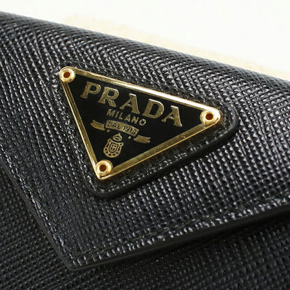 中古 プラダ 三折財布小銭入付き レディース ブランド PRADA サフィアーノトライアングル財布 1BH021 QHH F0002 ブラック 財布 USDPR102420011