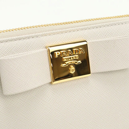 中古 プラダ 長財布ラウンドファスナー レディース ブランド PRADA サフィアーノレザー レザー 1ML506 ホワイト USDPR102603011
