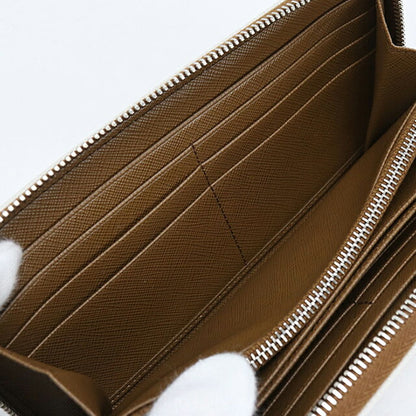 Used Prada long wallet round zipper ladies brand PRADA zip around saffiano leather brown USDPR102677011