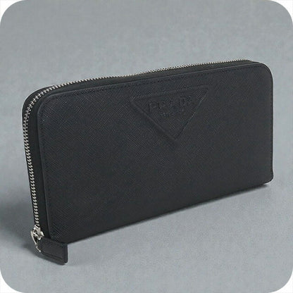 中古 プラダ 長財布ラウンドファスナー メンズ ブランド PRADA サフィアーノレザー ジップアラウンド長財布 レザー ブラック 財布 USDPR102986011