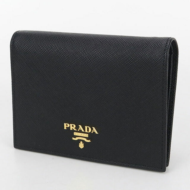 【BIGお買い物ラリー★30%OFFセール中】プラダ PRADA 二つ折り財布ロゴ ブラック レディース 中古 中古 プラダ 二折財布 レディース ブランド PRADA サフィアーノレザー