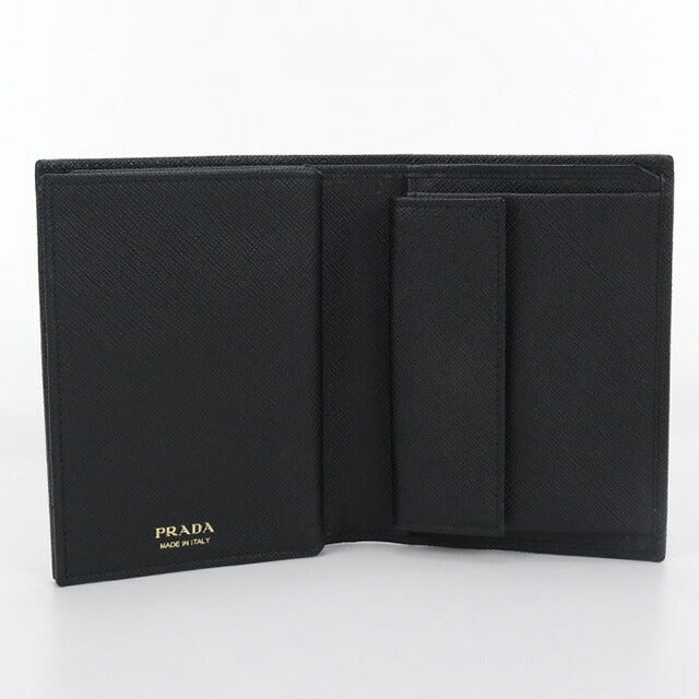 【X'masセール★30%OFF】プラダ PRADA 二つ折り財布ロゴ ブラック レディース 中古 中古 プラダ 二折財布 レディース ブランド PRADA サフィアーノレザー