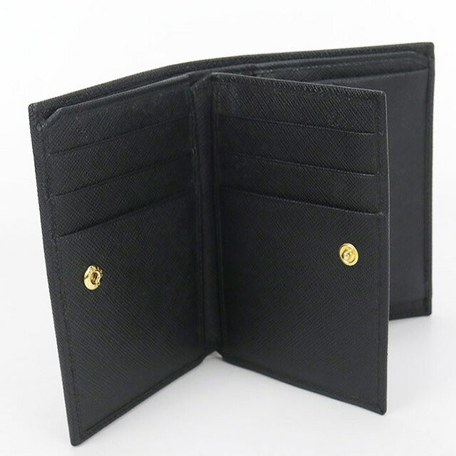 【中古】PRADA ブラック レザー 二つ折り財布 中古 プラダ 二折財布 レディース ブランド PRADA サフィアーノレザー