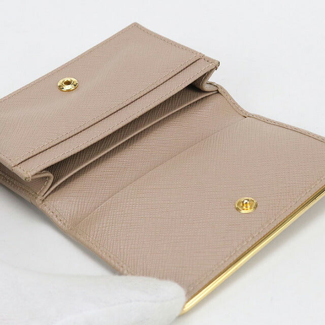 中古 プラダ 名刺入れ レディース ブランド PRADA サフィアーノレザー カードケース レザー ベージュ 小物 USDPR103343011