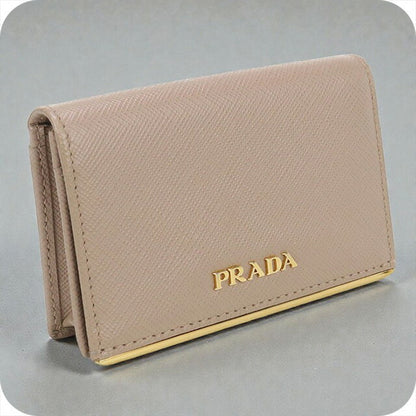 中古 プラダ 名刺入れ レディース ブランド PRADA サフィアーノレザー カードケース レザー ベージュ 小物 USDPR103343011