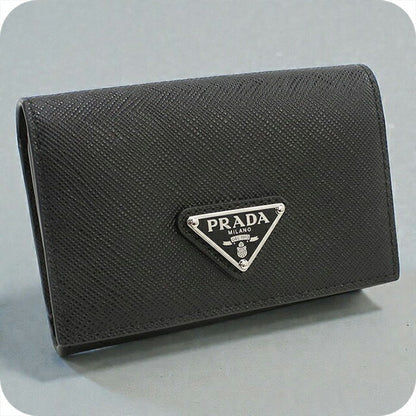中古 プラダ 名刺入れ レディース ブランド PRADA サフィアーノトライアングル カードケース レザー 1MC110 QHH F0002 ブラック 小物 USDPR103646011