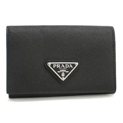 中古 プラダ 名刺入れ レディース ブランド PRADA サフィアーノトライアングル カードケース レザー 1MC110 QHH F0002 ブラック 小物 USDPR103646011