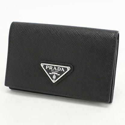 中古 プラダ 名刺入れ レディース ブランド PRADA サフィアーノトライアングル カードケース レザー 1MC110 QHH F0002 ブラック 小物 USDPR103646011