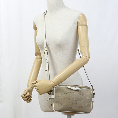 中古 プラダ 斜め掛け ショルダーバッグ レディース ブランド PRADA ロゴジャガード 1BH089 ベージュ バッグ USDPR104118011