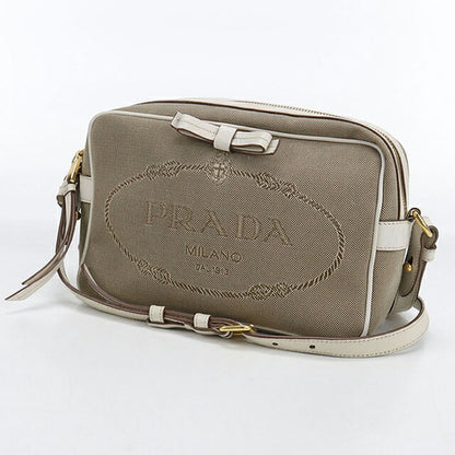 中古 プラダ 斜め掛け ショルダーバッグ レディース ブランド PRADA ロゴジャガード 1BH089 ベージュ バッグ USDPR104118011