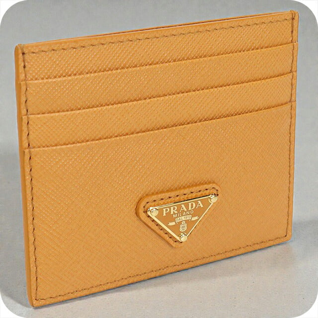 中古 プラダ カードケース レディース ブランド PRADA サフィアーノトライアングル オレンジ 財布 USDPR104849011