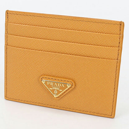 Used Prada Card Case Ladies Brand PRADA Saffiano Triangle Orange Wallet USDPR104849011