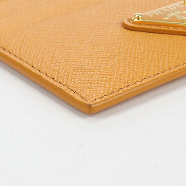 Used Prada Card Case Ladies Brand PRADA Saffiano Triangle Orange Wallet USDPR104849011