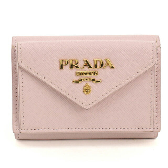 中古 プラダ 三つ折り財布 三折財布 レディース ブランド PRADA サフィアーノレザー レザー 1MH021 ピンク USDPR105103011