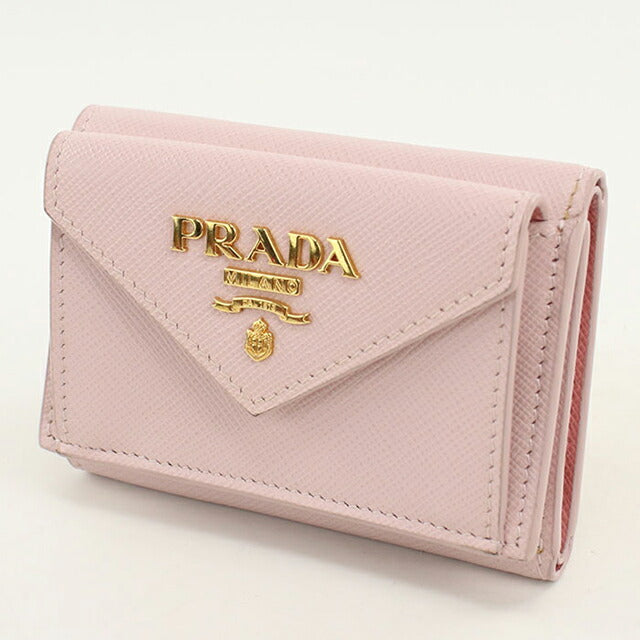 中古 プラダ 三つ折り財布 三折財布 レディース ブランド PRADA サフィアーノレザー レザー 1MH021 ピンク USDPR105103011