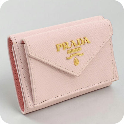 中古 プラダ 三つ折り財布 三折財布 レディース ブランド PRADA サフィアーノレザー レザー 1MH021 ピンク USDPR105103011