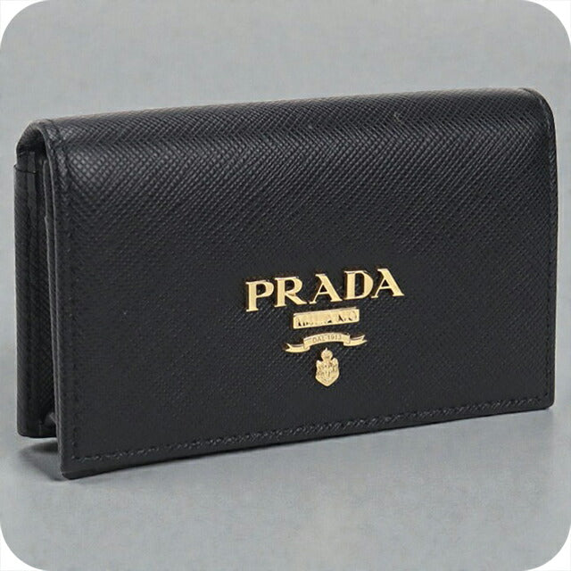 Used Prada business card holder ladies brand PRADA saffiano leather black accessory USDPR105247011