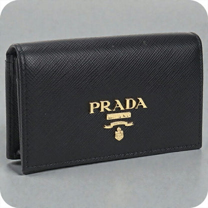 Used Prada business card holder ladies brand PRADA saffiano leather black accessory USDPR105247011