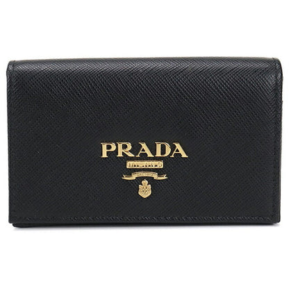 Used Prada business card holder ladies brand PRADA saffiano leather black accessory USDPR105247011