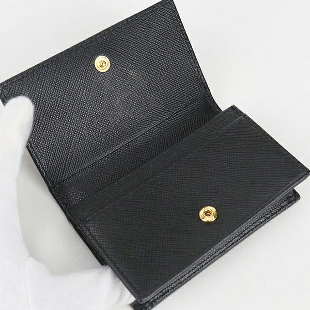 Used Prada business card holder ladies brand PRADA saffiano leather black accessory USDPR105247011