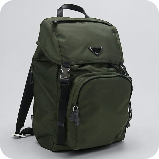 中古 プラダ リュック メンズ ブランド PRADA Re-Nylon バッグパック 2VZ135 2DMG F0244 カーキ USDPR105338011
