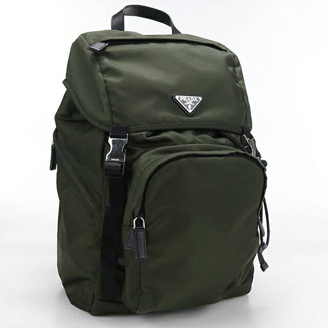 中古 プラダ リュック メンズ ブランド PRADA Re-Nylon バッグパック 2VZ135 2DMG F0244 カーキ USDPR105338011