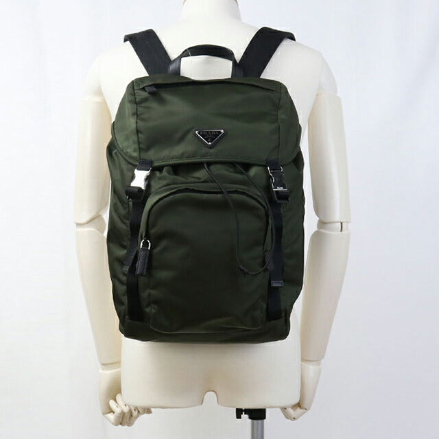 中古 プラダ リュック メンズ ブランド PRADA Re-Nylon バッグパック 2VZ135 2DMG F0244 カーキ USDPR105338011