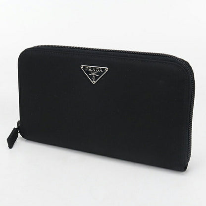 Used Prada long wallet round zipper ladies brand PRADA triangle zip around 1ML506 black USDPR105364011
