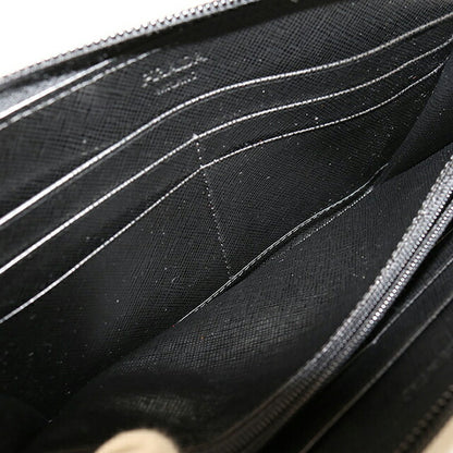 Used Prada long wallet round zipper ladies brand PRADA triangle zip around 1ML506 black USDPR105364011