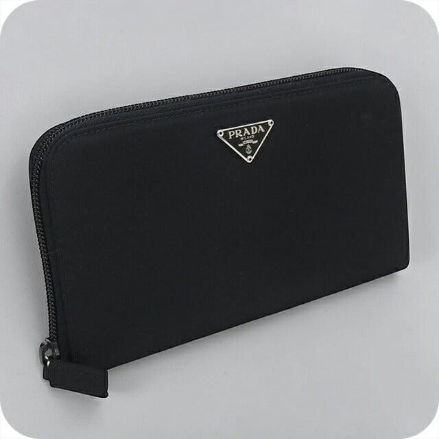 中古 プラダ 長財布ラウンドファスナー レディース ブランド PRADA トライアングル ジップアラウンド 1ML506 ブラック USDPR105364011
