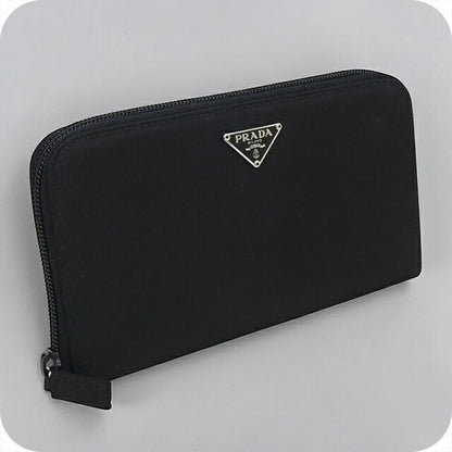 Used Prada long wallet round zipper ladies brand PRADA triangle zip around 1ML506 black USDPR105364011