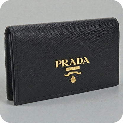 Used Prada business card holder ladies brand PRADA saffiano leather black accessory USDPR105420011