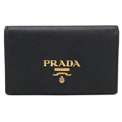 Used Prada business card holder ladies brand PRADA saffiano leather black accessory USDPR105420011