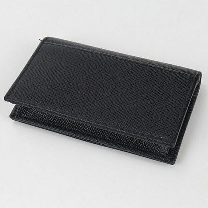 Used Prada business card holder ladies brand PRADA saffiano leather black accessory USDPR105420011
