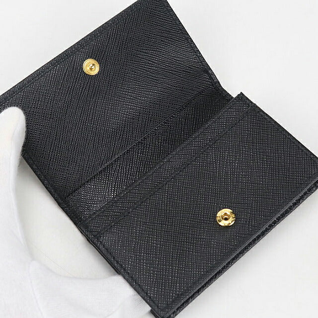 Used Prada business card holder ladies brand PRADA saffiano leather black accessory USDPR105420011