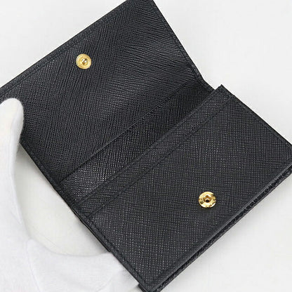 Used Prada business card holder ladies brand PRADA saffiano leather black accessory USDPR105420011