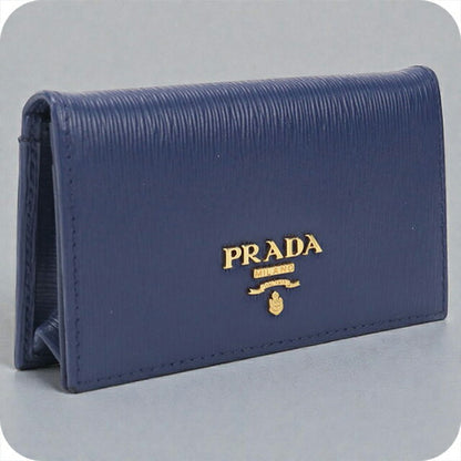 Used Prada business card holder ladies brand PRADA saffiano leather blue accessory USDPR105437011
