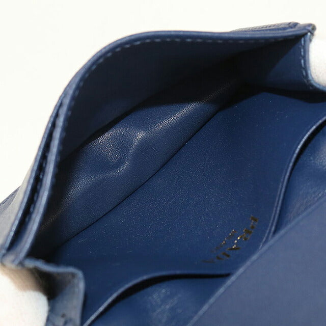 Used Prada business card holder ladies brand PRADA saffiano leather blue accessory USDPR105437011