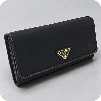 Used Prada long wallet with double fold coin purse ladies brand PRADA triangle long wallet leather 1MH132 UZ0 F0X3X black USDPR106274011