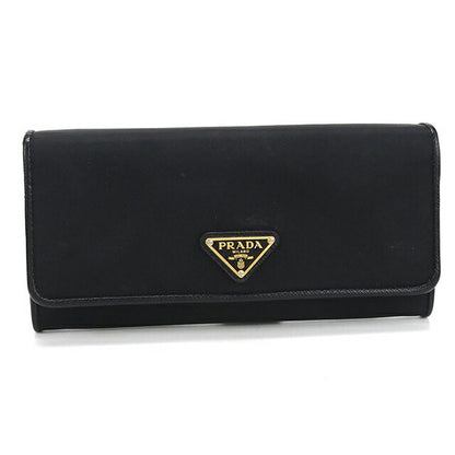 Used Prada long wallet with double fold coin purse ladies brand PRADA triangle long wallet leather 1MH132 UZ0 F0X3X black USDPR106274011